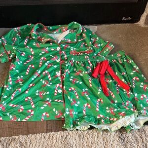 Festive Green Candy Cane Pajamas